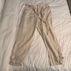Banana Republic Cream Utility Pant with Tie Belt